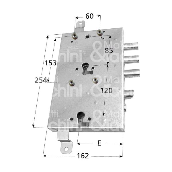 Mottura 898595grs9 serratura per blindata a doppio cilindro dip. per gardesa triplice e 89 sx 3 catenacci piÙ scrocco e 1 servizio int. cat. 37 sporg. 3,5