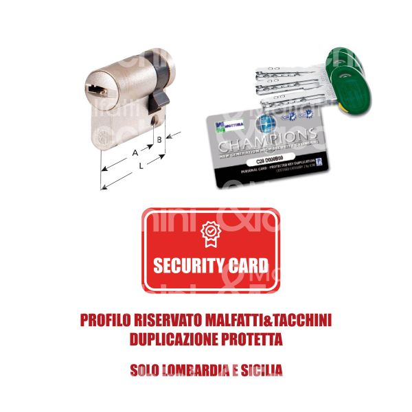 Mottura c28m310001 mezzo cilindro sagomato champions c28 31 x 10 = 41 mm chiave protetta m&t profilo m9 cifratura kd cromo satinato