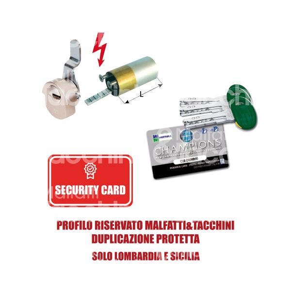 Mottura c28sc47001 cilindro per serratura elettrica champions c28 50 mm Ø 25 chiave protetta m&t profilo m9 cifratura kd cromo satinato