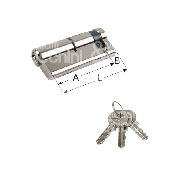 Nuova feb 160f mezzo cilindro sagomato 66 x 10 = 76 mm chiave piatta cifratura kd nichelato