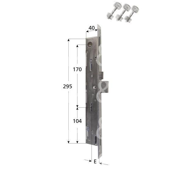 Nuova feb 6603 serratura per montanti triplice scrocco piÙ catenaccio e 23 foro doppia mappa ambidestra 2 mandate
