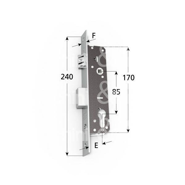 Omec 130025f22 laterale scrocco piÙ catenaccio e 25 foro sagomato ambidestra 1 mandate