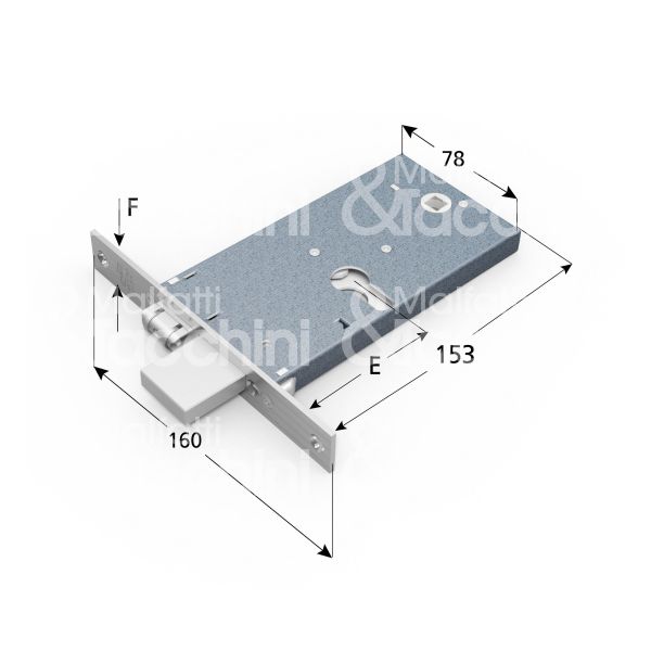Omec 1775 serratura infilare per fasce 3 mandate cilindro sagomato 70 laterale catenaccio piÙ rullo