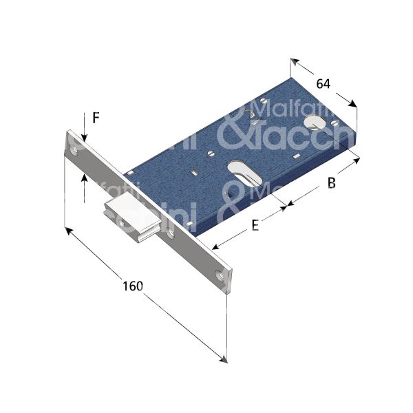 Omec 381 serratura infilare per fasce 2 mandate cilindro ovale 60 laterale solo catenaccio