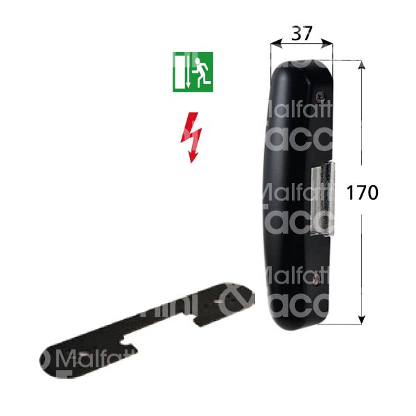 Opera 36412b incontro elettrico per antipanico ambidestra 8 - 12v mm 170 x 37 x 35 senza frontale con antiripetitore interno