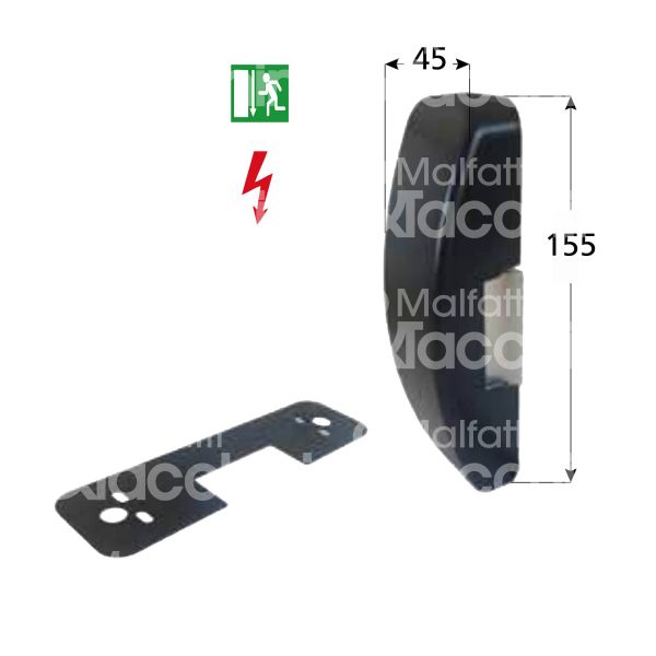 Opera 36412c incontro elettrico per antipanico ambidestra 8 - 12v mm 155 x 45 x 35 senza frontale con antiripetitore interno