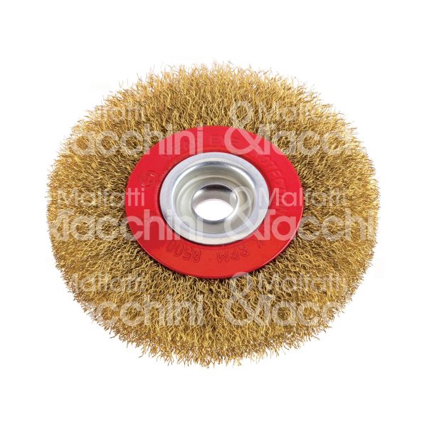 Poggi 48800 spazzola per mola art. 488.00 forma circolare Ø mm 150 foro mm 32 filo ondulato acciaio ottonato