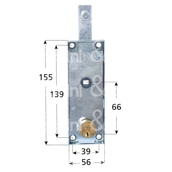 Potent c1640 serratura per basculante a 1 punto di chiusura foro tondo / chiave piatta cifratura kd