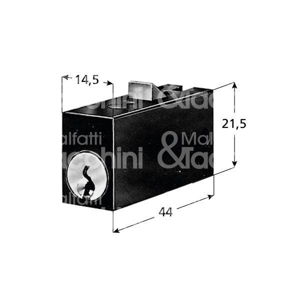 Prefer 2172 serratura per cassettiere lunghezza mm 44 x 14,5 dx chiave piatta kd rotazione 45° 1 estrazione nero