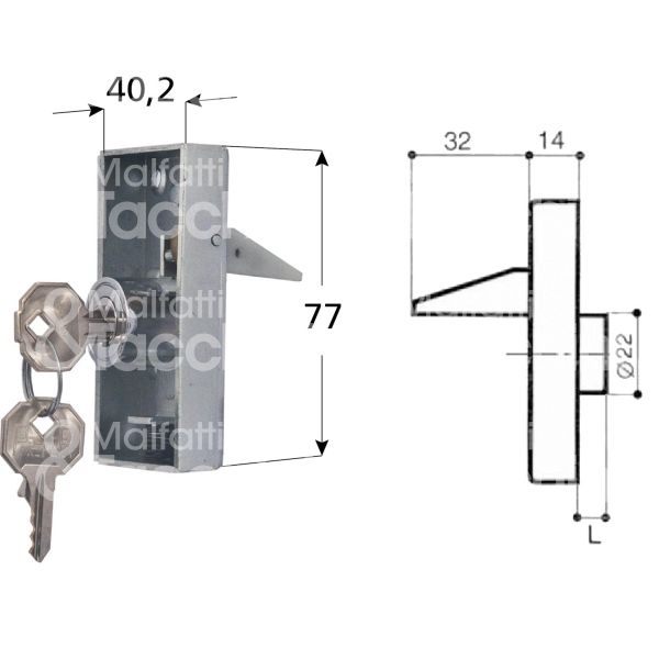 Prefer 4281 serratura per scorrevole da applicare Ø 22 lunghezza mm 8 ambidestra chiave piatta kd rotazione 180° 2 estrazione cromata