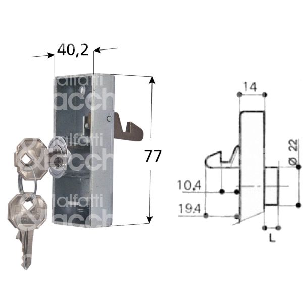 Prefer 4881 serratura per scorrevole da applicare Ø 22 lunghezza mm 8 ambidestra chiave piatta kd rotazione 180° 2 estrazione cromata