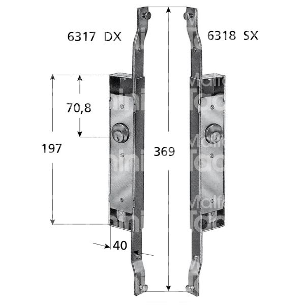 Prefer 6318 serratura per scorrevoli laterale foro tondo / chiave piatta cifratura kd