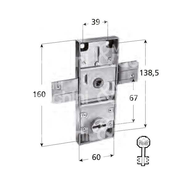 Prefer 8652 serratura per basculante a 2 punti di chiusura foro doppia mappa / chiave doppia mappa cifratura kd