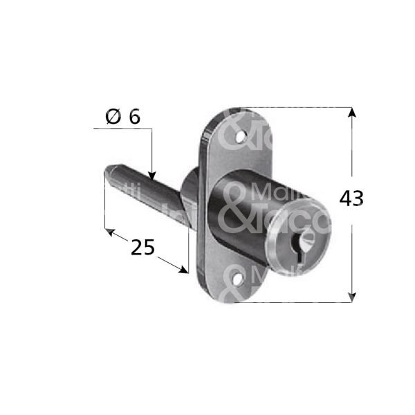 Prefer fc01 serratura per cassetto con perno Ø 17 lunghezza mm 20 ambidestra chiave piatta kd rotazione 180° 2 estrazione nichelato