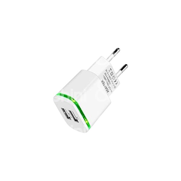 Proxe 722505 caricatore di rete art. 722505 attacco 1 usb + 1 usb-c n prese 2 tensione 100-240 v output dc 5.0v 2,1a bianco