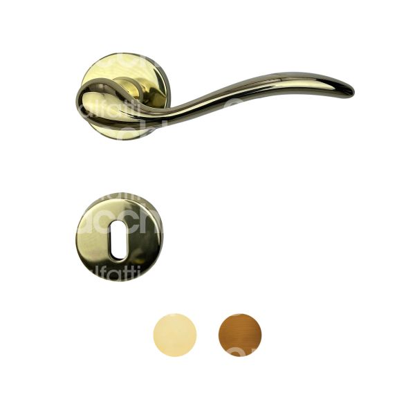 Reguitti s.p.a 402000551 coppia maniglia con rosetta desy ottone lucido verniciato foro patent quadro mm 8 Ø rosetta mm 45