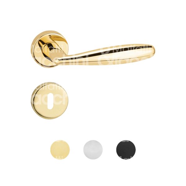 Reguitti s.p.a 402000557 coppia maniglia con rosetta alise' ottone lucido verniciato foro patent quadro mm 8 Ø rosetta mm 45 con molla