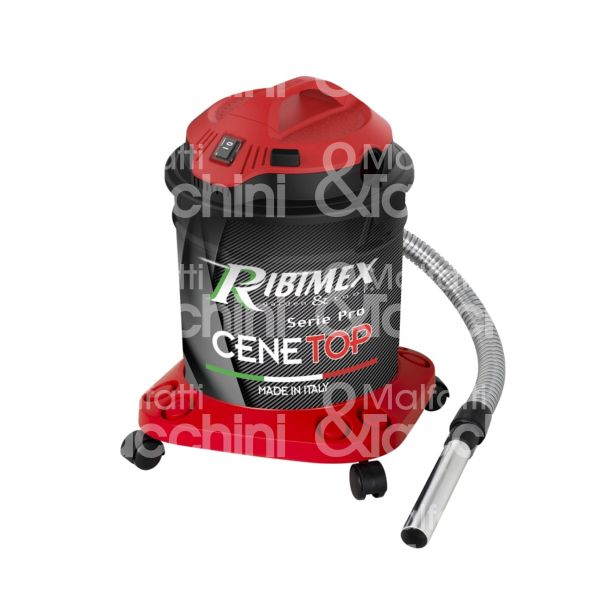 Ribimex prcen012 aspiracenere cenetop potenza 1200 w bidone metallo capacità lt. 19 lunghezza tubo mt. 1,30