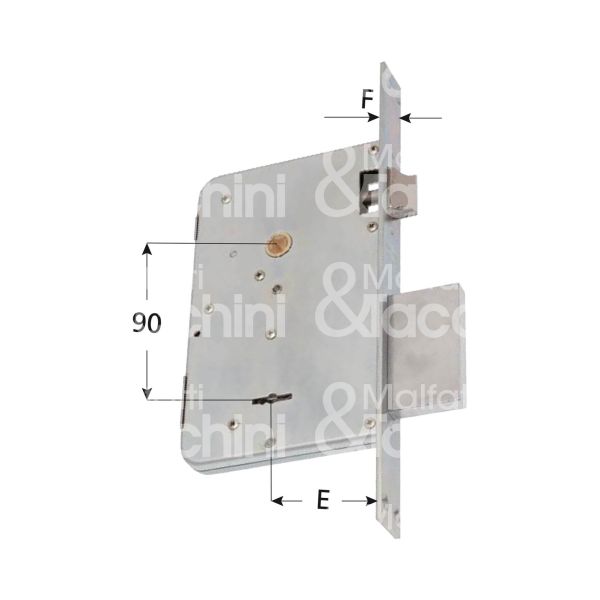 Sab 5009060 serratura doppia mappa da infilare laterale e 60 scrocco piÙ catenaccio 2 mandate ambidestra kd