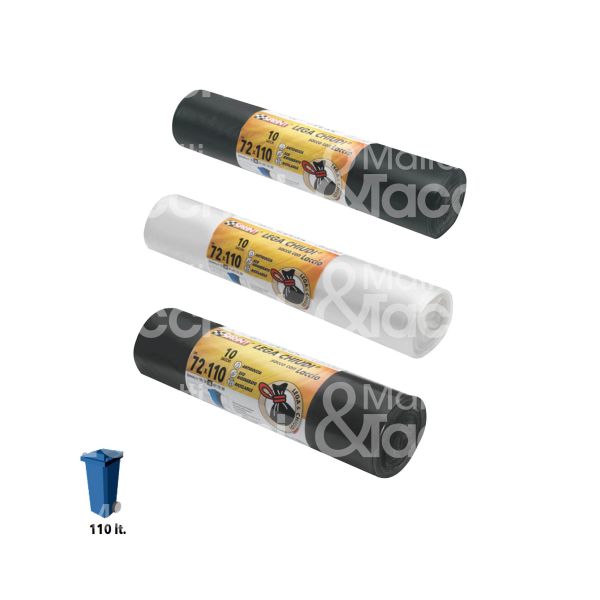 Soragni sp313030 sacco rifiuti con lacci art. sp313/030 indifferenziata misura cm 72 x 110 nero 30 micron litri 110 peso gr. 410 confezione pz 10