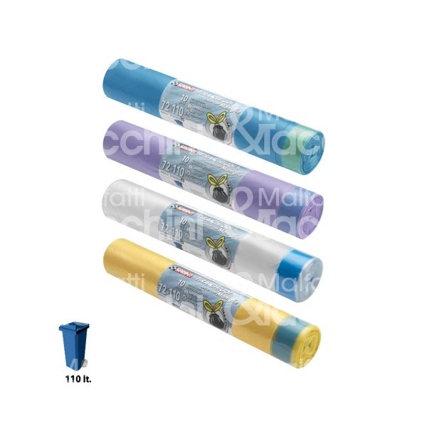 Soragni sp413gi sacco rifiuti con maniglie art. sp413/gi differenziata misura cm 72 x 110 giallo 30 micron litri 110 peso gr. 460 confezione pz 10