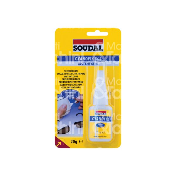 Soudal 100072 adesivo cianoacrilico (istantaneo) cyanofix liquid 84a tubetto contenuto gr 3 utilizzo universale