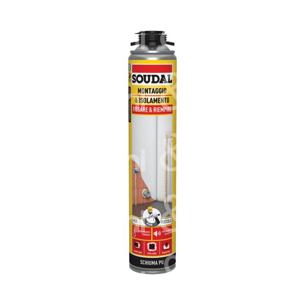 Soudal 121511 schiuma poliuretanica universale pu erogazione pistola contenuto ml 750