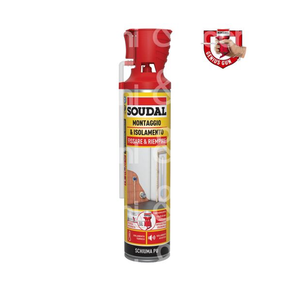 Soudal 124078 schiuma poliuretanica erogazione manuale contenuto ml 600 classificazione b3 colore champagne