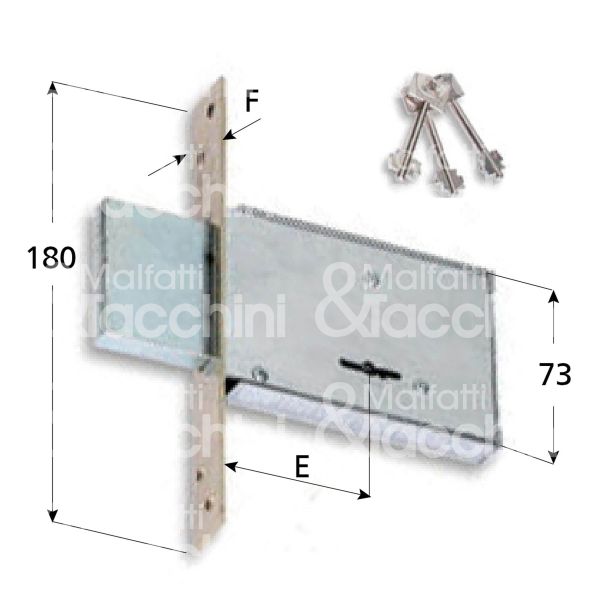 Securemme 200050ka serratura doppia mappa da infilare laterale e 50 solo catenaccio 4 mandate ambidestra ka