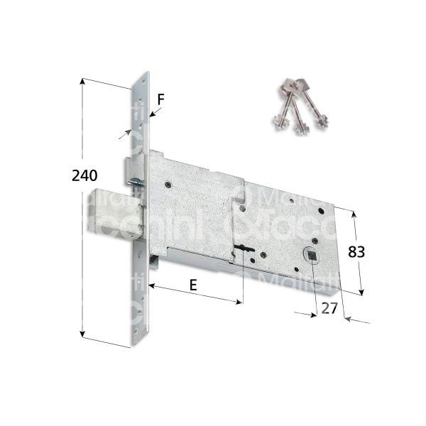 Securemme 201090 serratura doppia mappa da infilare laterale e 90 scrocco piÙ catenaccio 4 mandate ambidestra kd