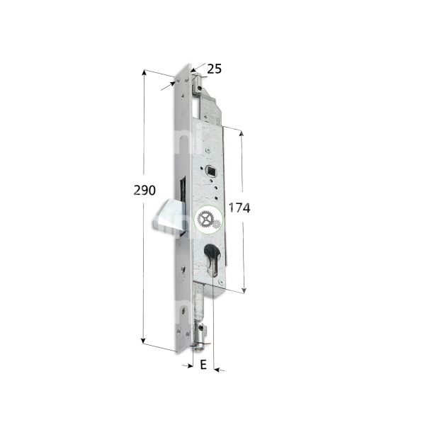 Securemme 215325 serratura per persiane catenaccio a caduta triplice e 25 ambidestra cilindro sagomato 41 x 174
