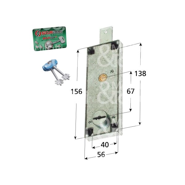 Securemme 2240smka serratura per basculante a 1 punto di chiusura foro tondo / chiave doppia mappa cifratura ka
