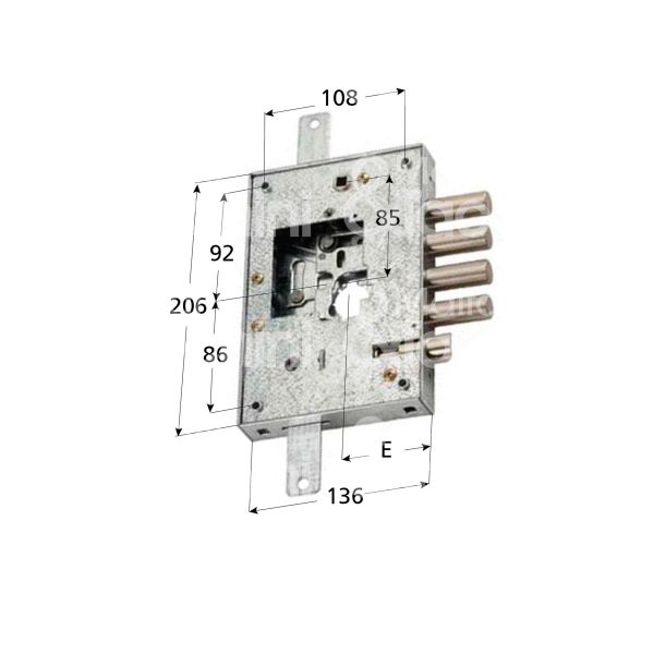 Securemme 2500pd28 serratura blindata a cilindro triplice e 63 dx 4 catenacci piÙ scrocco int. cat. 28 sporg. 3,5