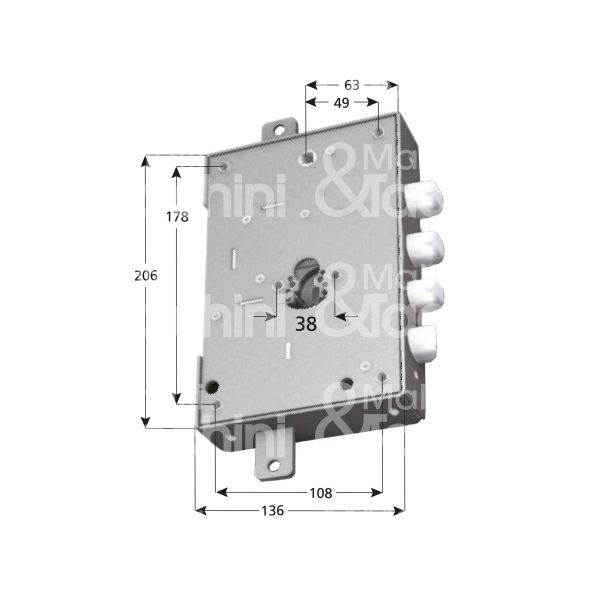 Securemme 2601p137 serratura blindata a cilindro triplice e 63 ambidestra 3 catenacci piÙ scrocco int. cat. 37 sporg. 13