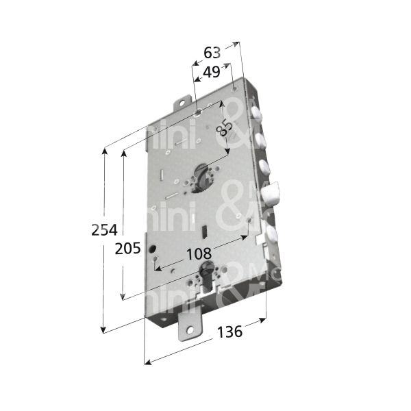 Securemme 2631p028 serratura blindata a doppio cilindro triplice e 63 ambidestra 4 catenacci piÙ scrocco e 1 servizio int. cat. 28 sporg. 3
