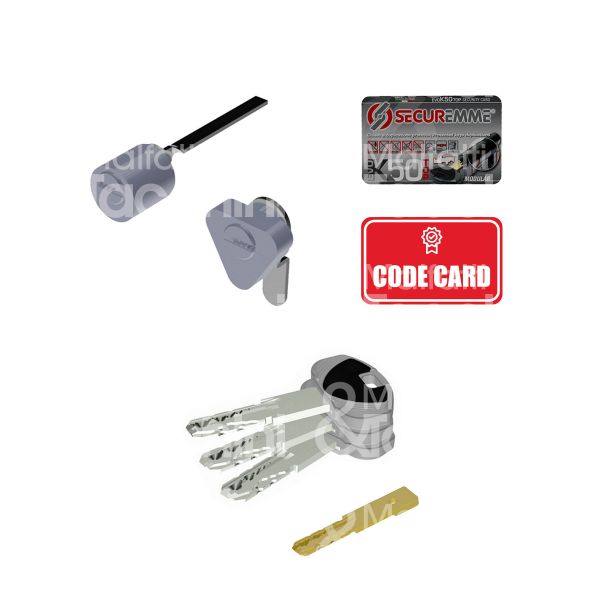 Securemme k50e1530x cilindri ricambio serratura elettrica chiave punzonata profilo 1bb cifratura kd cromo satinato