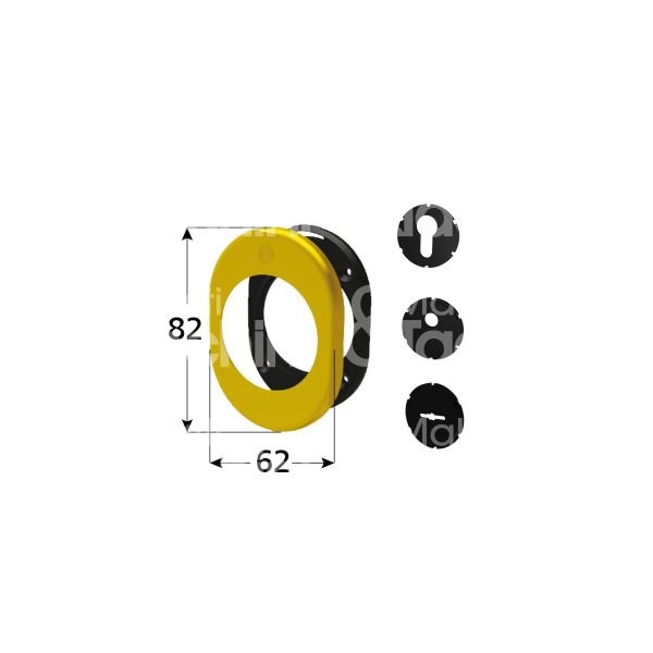 Securemme 4300kol00 mostrina foro protettore ottone lucido mm 62 x 82 Ø 46