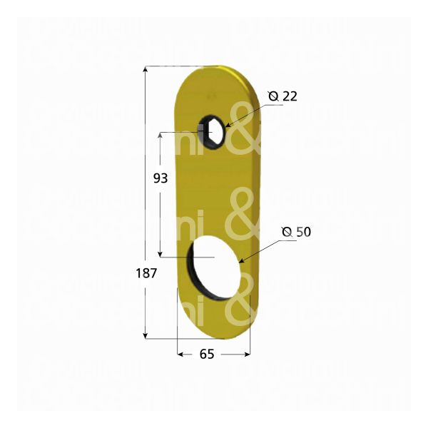 Securemme 4520kcs placca foro maniglia piÙ protettore cromo satinato interasse 93 mm 65 x 187 Ø 50