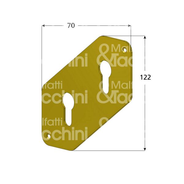 Securemme 4915kol placca foro doppio cilindro ottone lucido mm 70 x 122