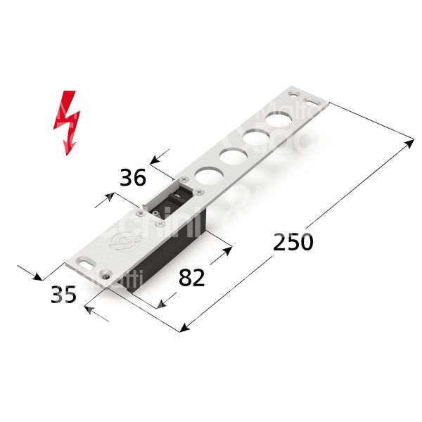 Securemme 552828s incontro elettrico per  blindata con fermo sx 6 - 12v mm 82 x 33 x 22 con frontale con antiripetitore