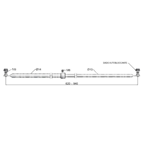 Securemme 5861zn asta telescopica di collegamento zincata misura mm 620 ÷ 940 Ø 14 accessori non compresi