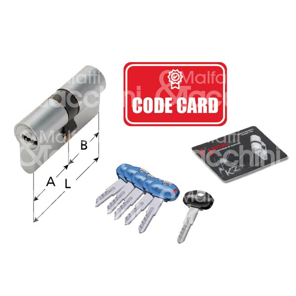 Securemme k20c4545 cilindro sagomato chiave/chiave k2 45 x 45 = 90 mm chiave punzonata cifratura kd cromo satinato