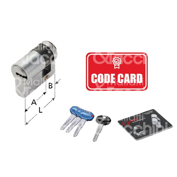 Securemme k20m2510ka mezzo cilindro sagomato k2 25 x 10 = 35 mm chiave punzonata cifratura ka cromo satinato