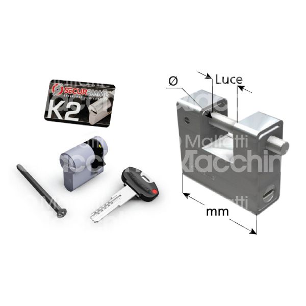 Securemme k27500 lucchetto per serranda corazzato mm 96 chiave punzonata cifratura kd