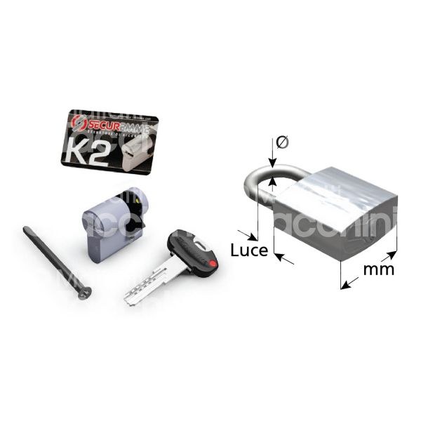 Securemme k27550 lucchetto ad arco mm 55 chiave punzonata cifratura kd
