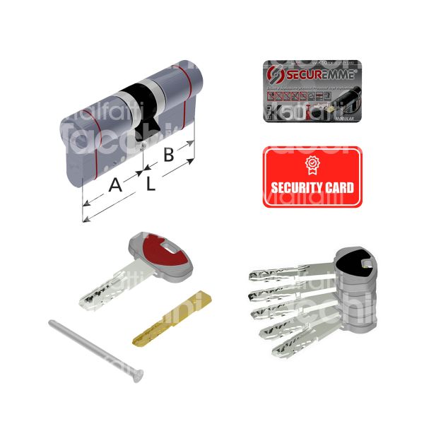 Securemme k50c3131 cilindro sagomato chiave/chiave k50 31 x 31 = 62 mm chiave punzonata profilo 1bb cifratura kd cromo satinato