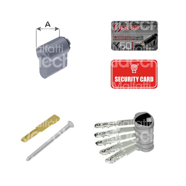 Securemme k50cs27xx5 testa cilindro sagomato chiave/chiave 27 x chiave punzonata profilo 1bb cifratura kd cromo satinato