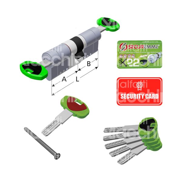Securemme tdcs313115 cilindro sagomato chiave/chiave k22 modulare frizionato 31 x 31 = 62 mm chiave punzonata cifratura kd cromo satinato
