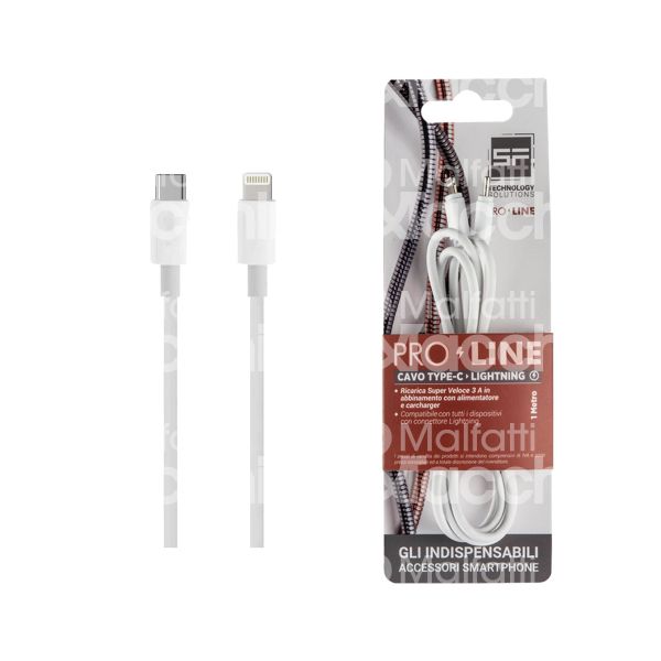 Sf soluzioni blsf132w cavo di carica art. blsf132w attacco type-c/lightning pro bianco l mt 1