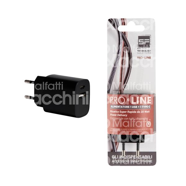 Sf soluzioni blsf222b caricatore art. blsf222b attacco usb/type-c nero